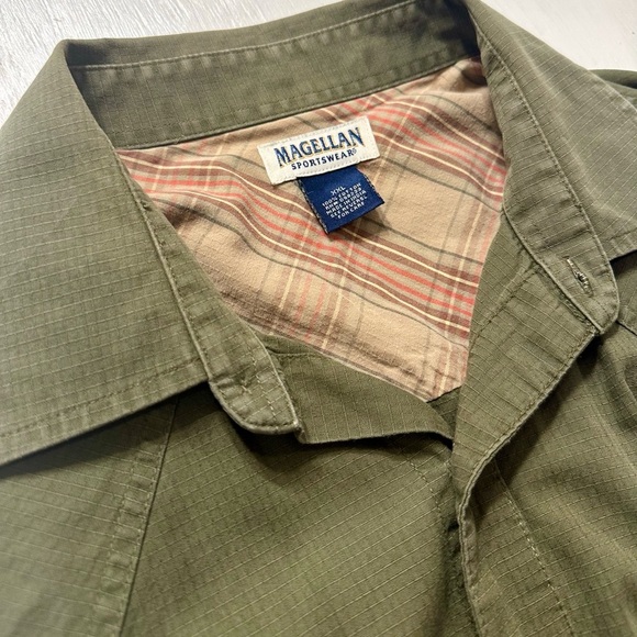 Magellan Sportswear XXL Olive Green Long Sleeve Shirt Outdoor Hiking Cotton - Picture 1 of 10